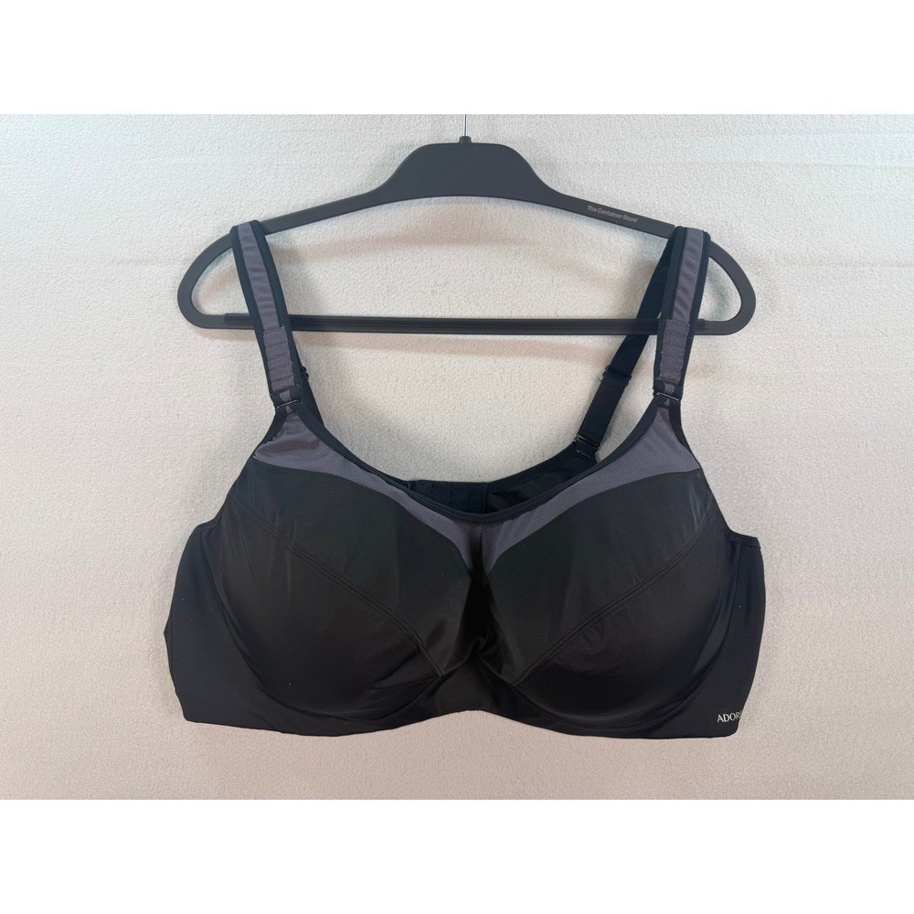 Adore Me Alysha Black Grey Mesh Unlined Underwire Support Bra 44DDD - Picture 1 of 6